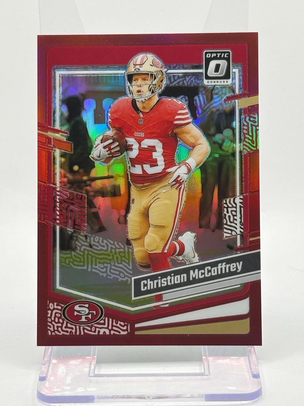 2023 Panini Optic Christian McCaffrey Red Refractor 45/99 SP Color Match 49’ers